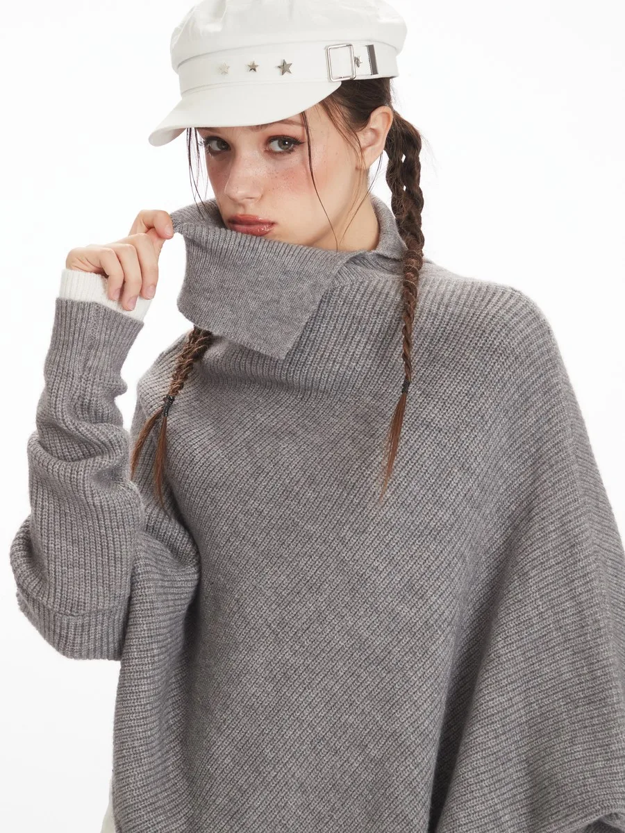 Patchwork asimmetrico Designer Abiti invernali Donna Maglioni oversize Top a maniche lunghe Office Ladies Goth Y2k Streetwear