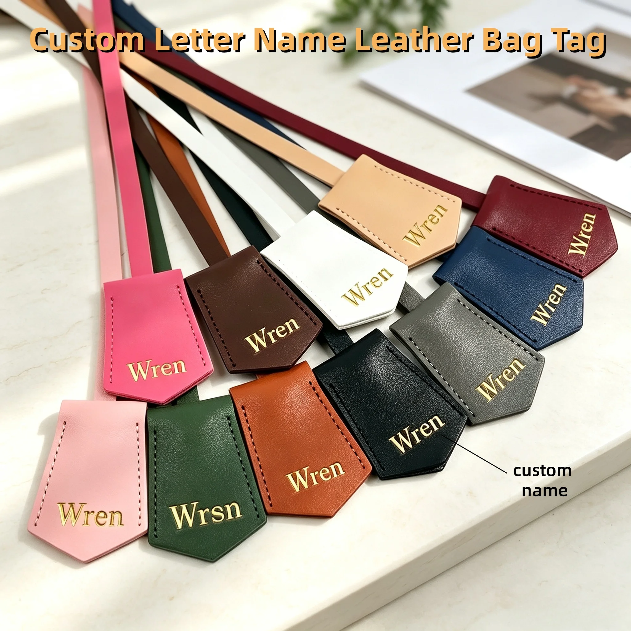 Customized Letter or Name Luxury PU Leather Women's Handbag Tags, Pendants, Keychains, DIY Accessories, Travel Birthday Gifts