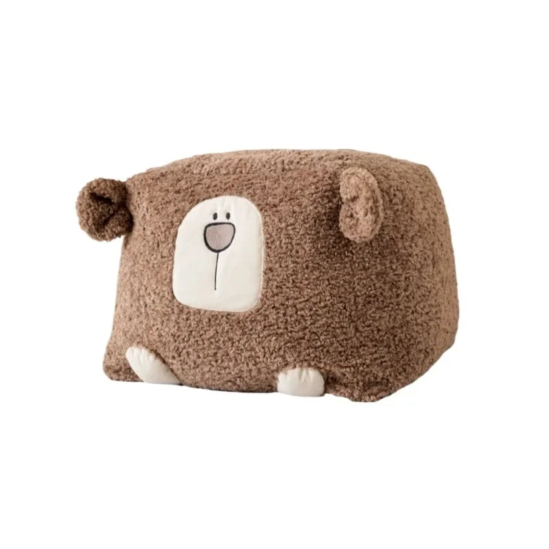 

Nordic Lambswool Footstool Removable Home Fabric Low Stool Living Room Lazy Sofa Guesthouse Tatami Comfortable Cushion