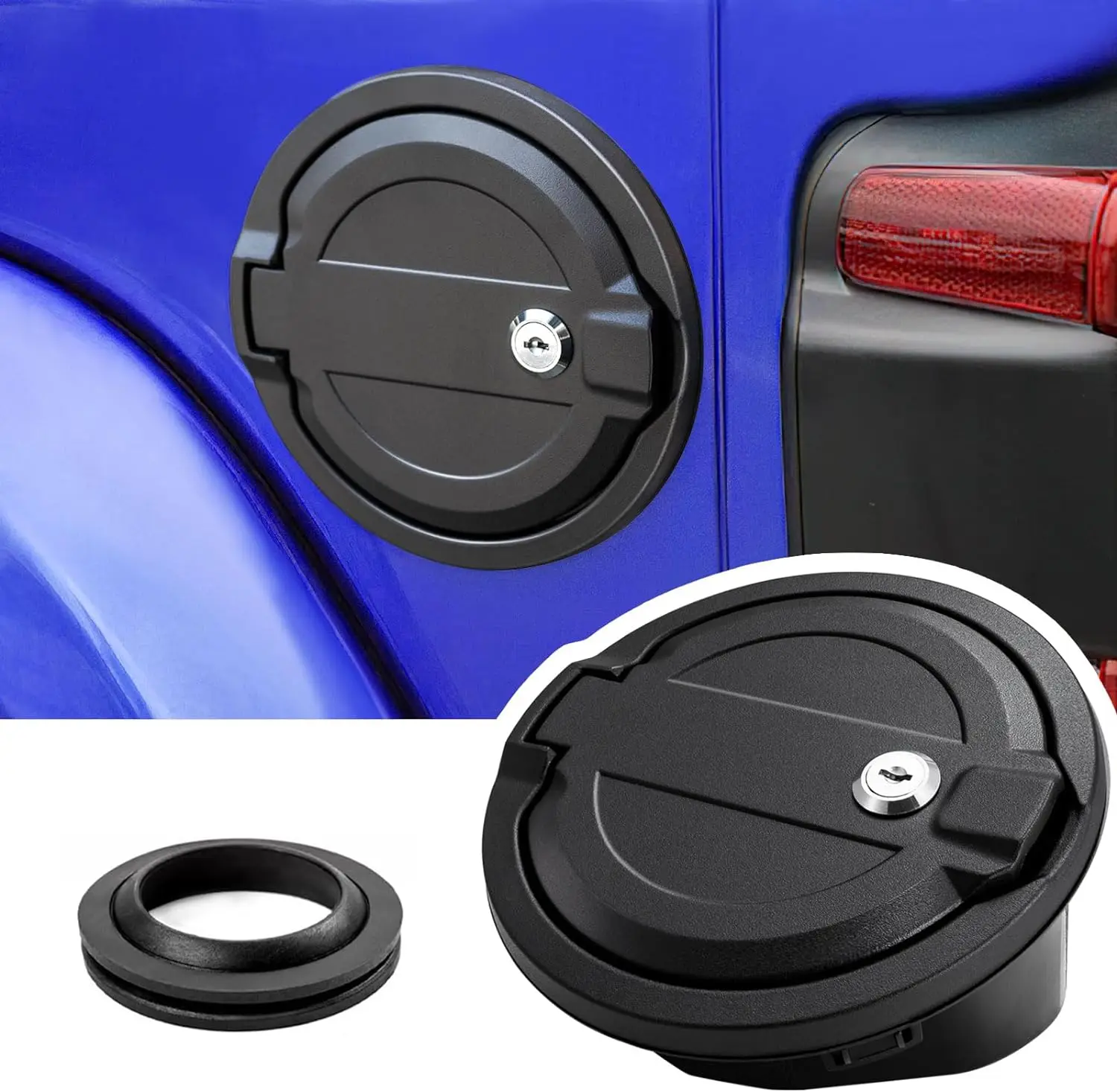 

Gas Cap Cover Fuel Tank Door with Lock for Jeep Wrangler JK JL Wrangler Unlimited Sport Rubicon Sahara 2/4 Door