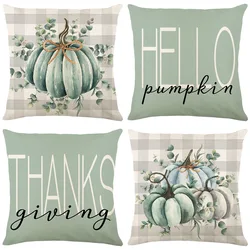 2023 Fall Thanksgiving Home Sofa Decorative Throw Pillow Covers 18x18 Inches Linen Square Pillows Cushion Cover Plaid Pillowcase