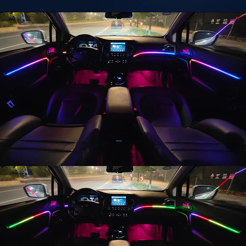 Led Car Symphony RGB Ambient Lights Center Console Hidden Acrylic Neon Strip Lamp Auto Decoration Atmosphere Lamp Wire 440CM USB