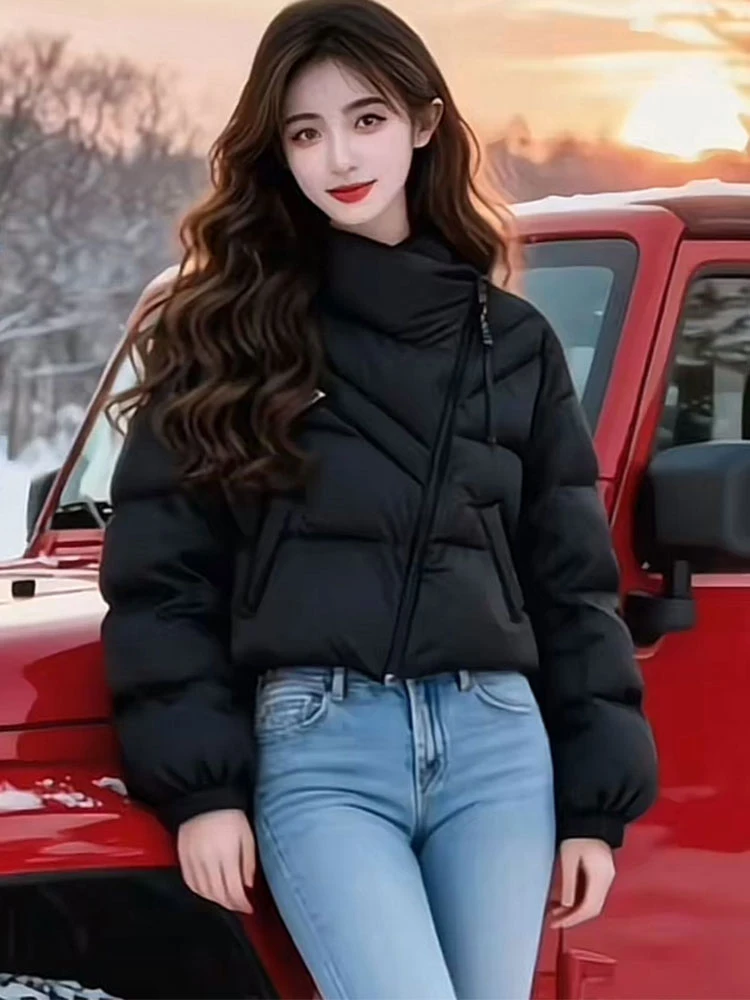 

Женская хлопковая куртка Ele ort: повседневная верхняя одежда с воротником-стойкой, универсальная, модная, в корейском стиле, свободного кроя, для зимы