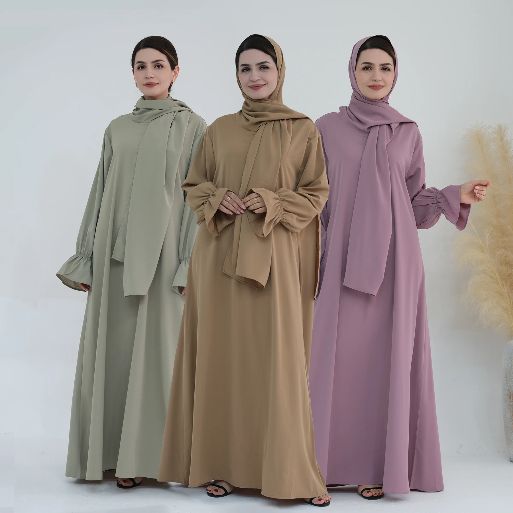 

Ramadan Eid Djellaba Hooded Hijab Scarf Abayas for Women Muslim Modest Prayer Dress Dubai Turkey Kaftan Caftan Marocain Femme