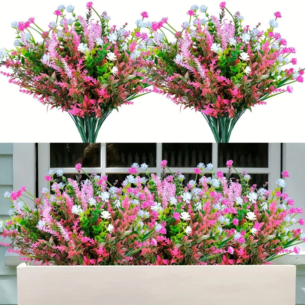 10pcs Mixed color Artificial Plants Outdoor, Artificial Flowers, UV Resistant Fake Flowers, Faux Flowers -Outdoor Planters Decor