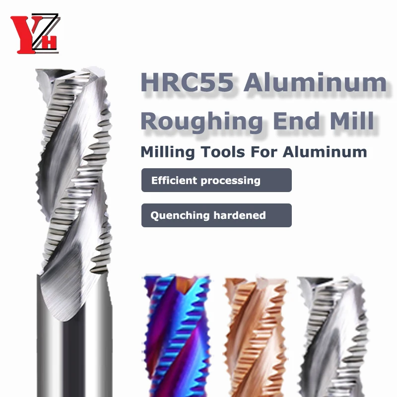 

Aluminum Roughing End Mill HRC55 3 Flutes For Steel Aluminum Fiberglass Copper CNC Tool4 5 6mm 8mm 10mm 12mm 14mm 16mm 18mm 20mm