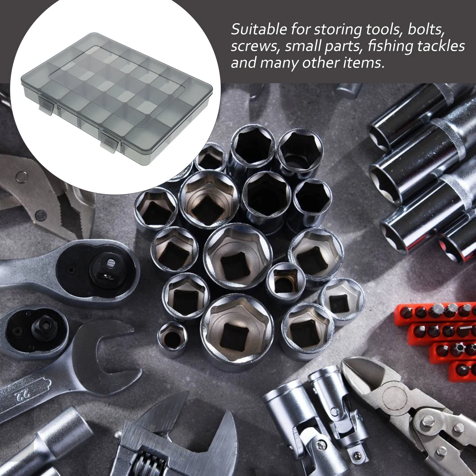

Plastic Tool Box Transparent Lid Hardware Organizer Portable Screws Container Compact Parts Storage Case For Garage Shed