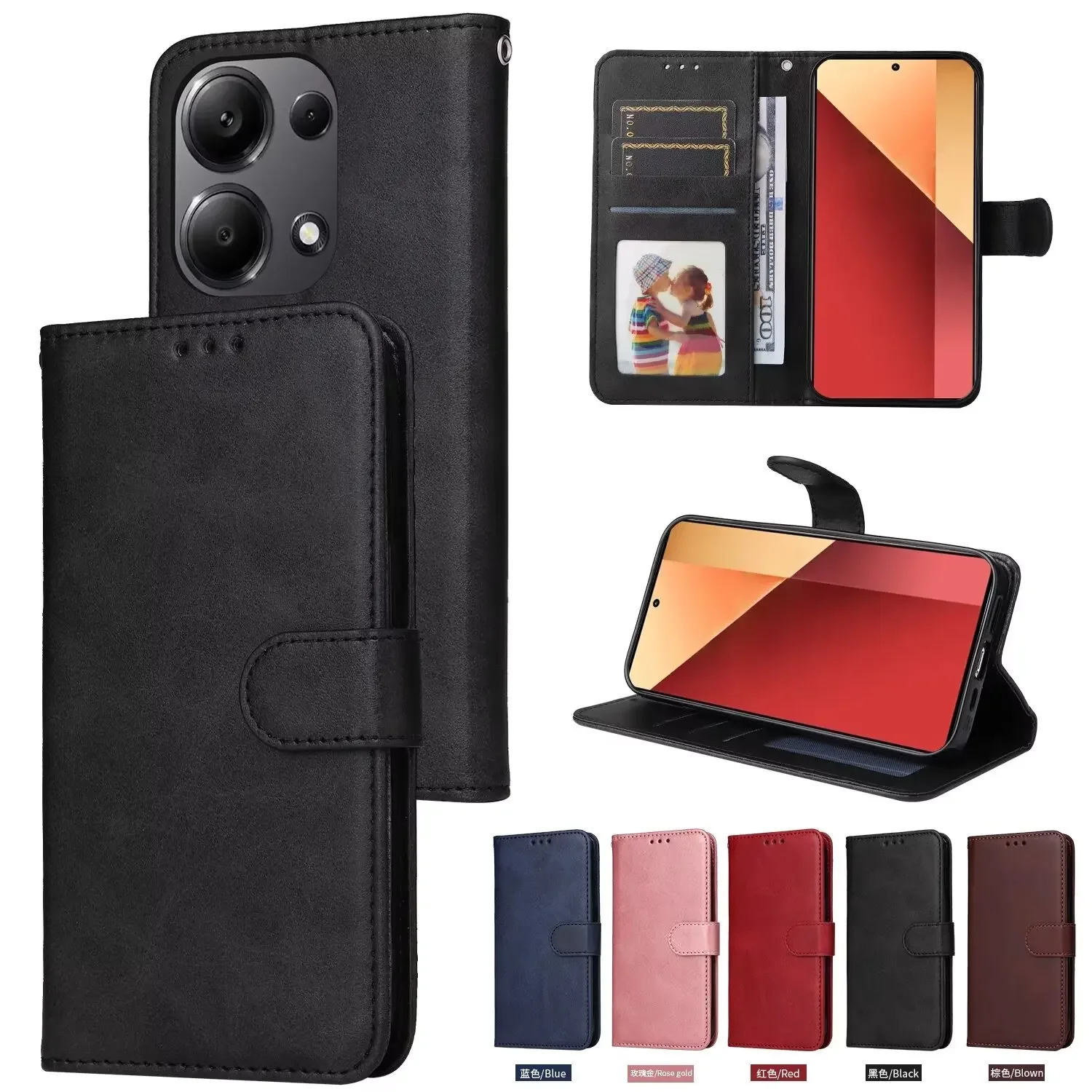 POCO M6 Pro 4G X5 X6 F5 Flip Case Luxury Leather Skin Wallet Book Holder Shockproof Funny Cover For Xiaomi POCO M6 Pro 4G Bags