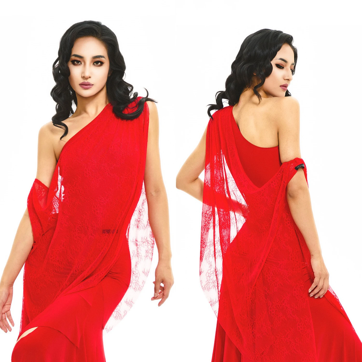 

Высококачественная одежда для вальса, красные кружевные топы, длинная юбка с разрезом, женские платья для соревнований по бальным танцам, одежда для выпускного вечера S1055