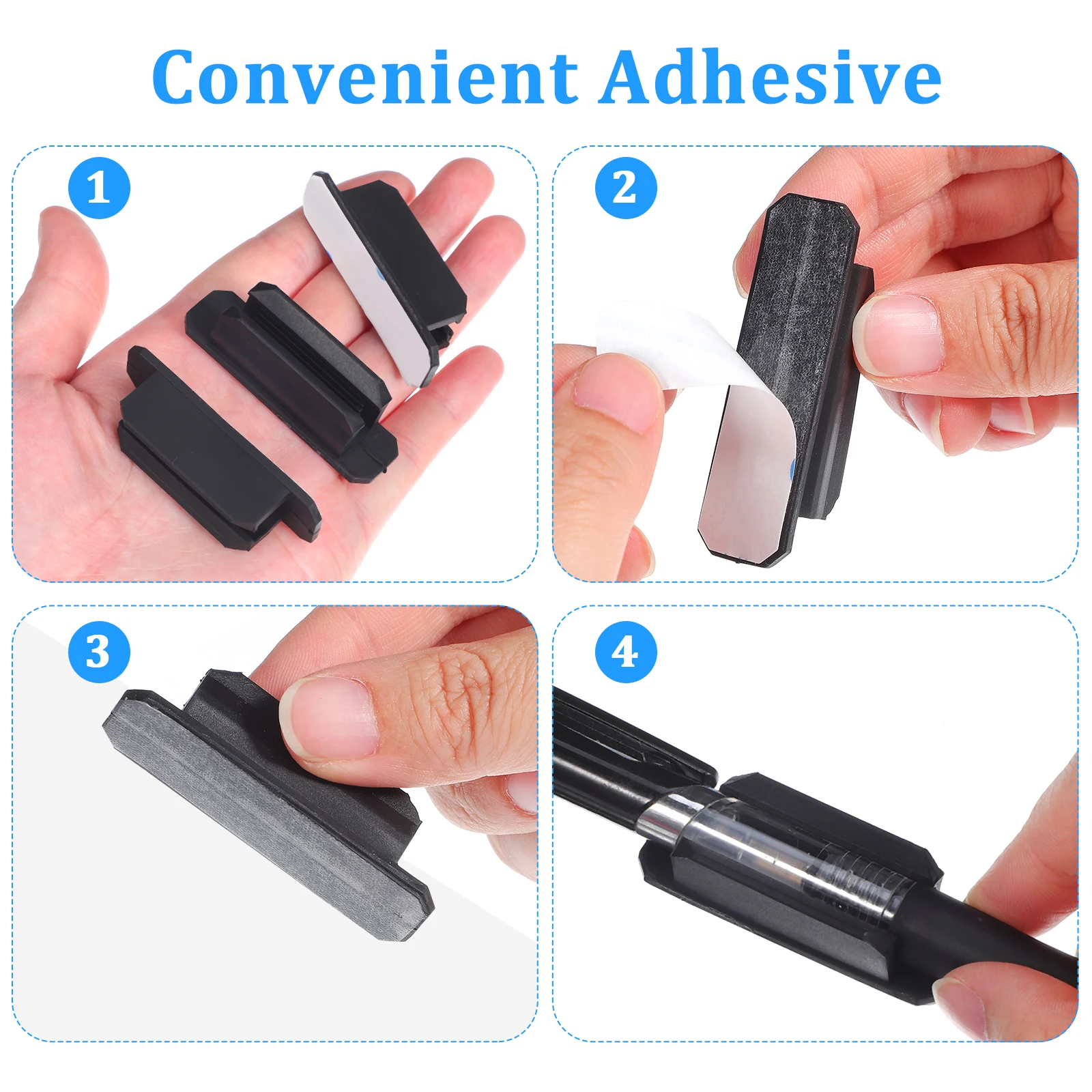 

8 Pcs Black Silicone Pen Holder 5 5cm Desk Organizer Adhesive Wall Marker Clipboard Gel Office Supplies Storage Solution