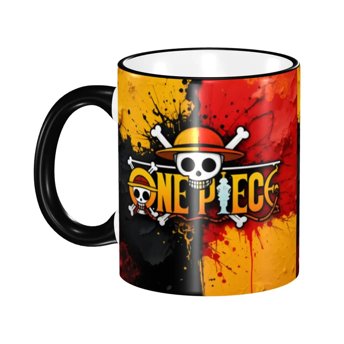 Taza de Cerámica Personalizada de One Piece, Taza de Café con Diseño de Sombrero de Paja de Luffy y Calavera Pirata, Regalo Creativo