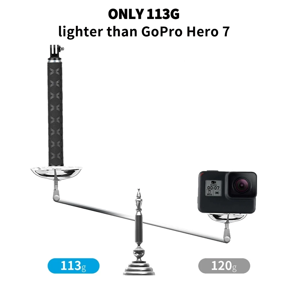 Telein คาร์บอนไฟเบอร์0.9เมตรไม้เซลฟี่ที่เบาที่สุดอลูมิเนียมอัลลอยด์ขาตั้งกล้อง GoPro HERO 12 11 10 9 Insta360 DJI Action 3 4