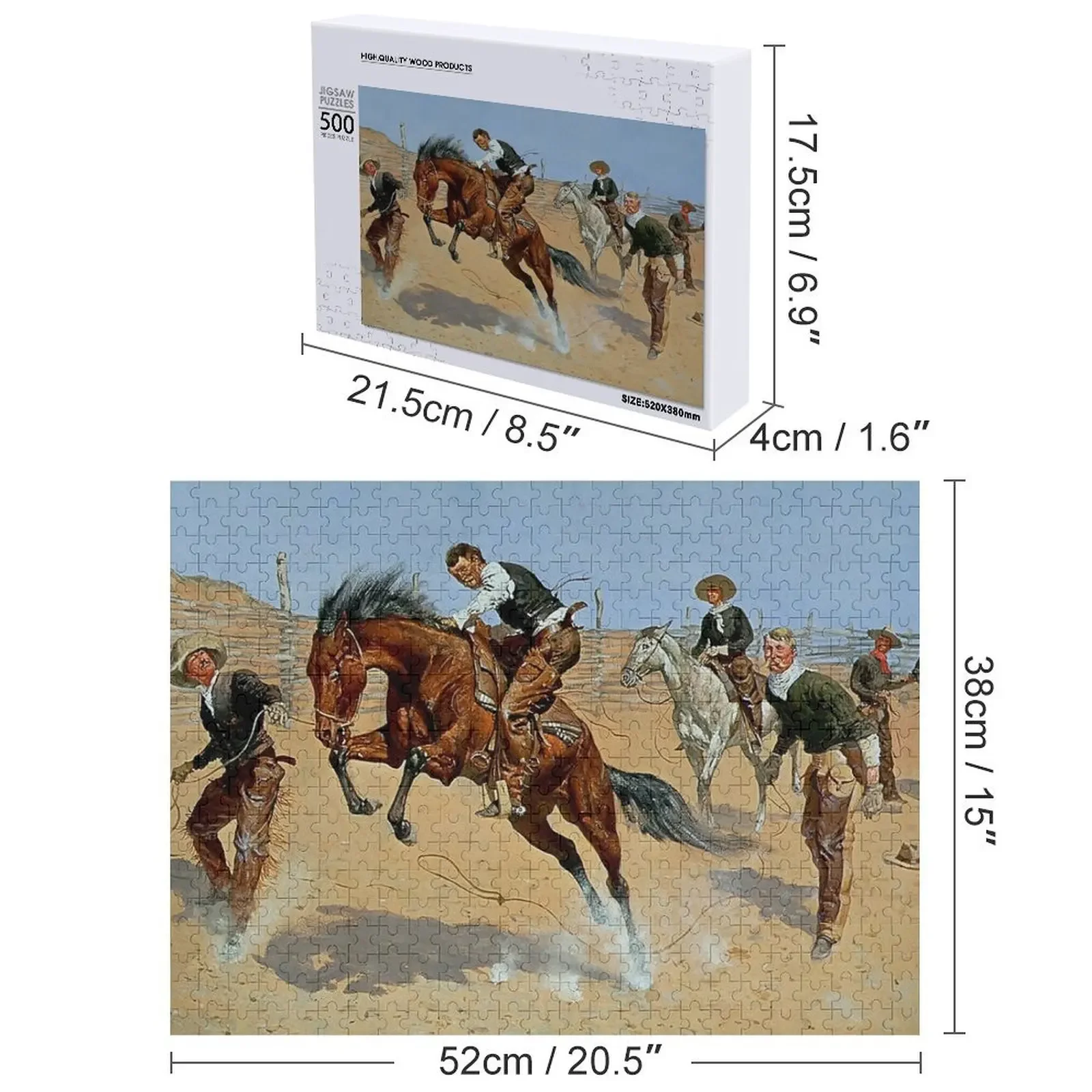 프레데릭 레밍턴 서부 미술 “Turn Him Loose” 직소 퍼즐 애니메이션 맞춤형 나무 이름 맞춤형 선물 퍼즐