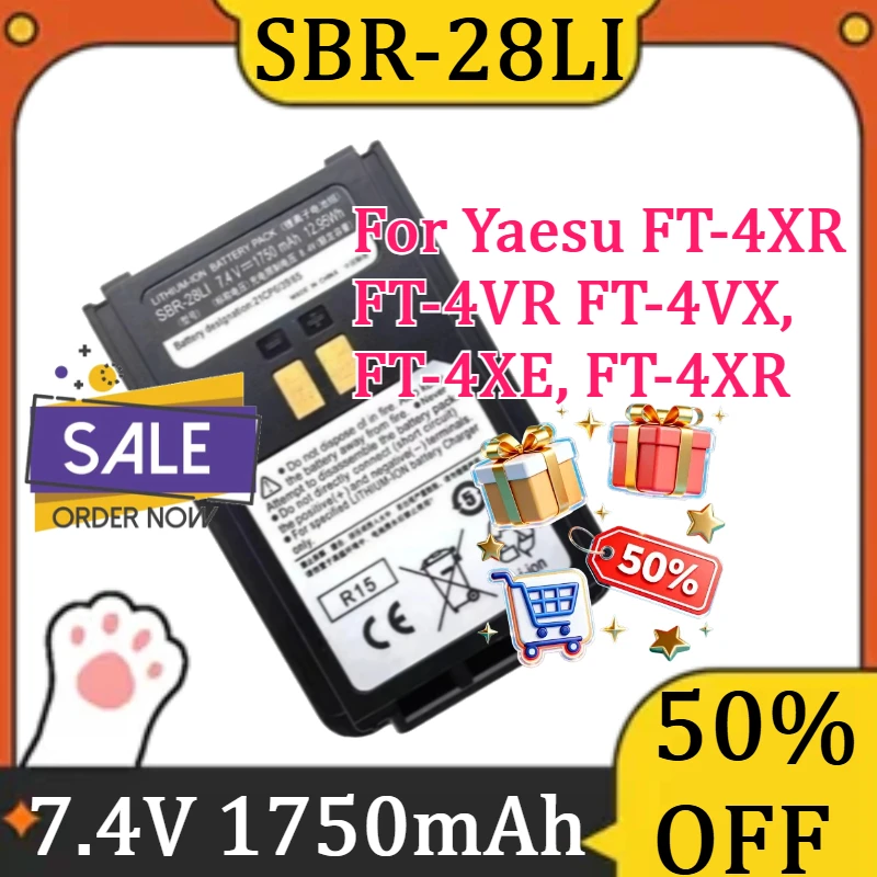 For Yaesu FT-4XR FT-4VR FT-4VX, FT-4XE, FT-4XR Two Way Radios Lithium-ion Battery NEW 7.4V 1750mAh SBR-28Li Replacement Battery
