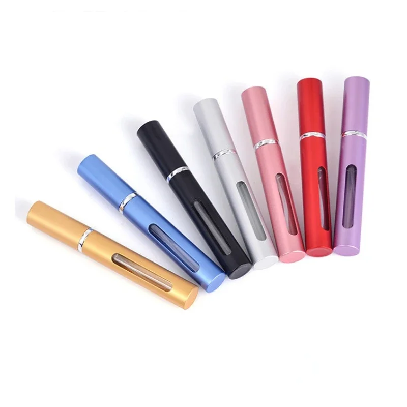 1pc 5ml Portable Perfume Bottle Mini  Refillable Bottle Aluminum Empty Glass  Atomizer Travel  Containers Metal Sprayer Cosmetic