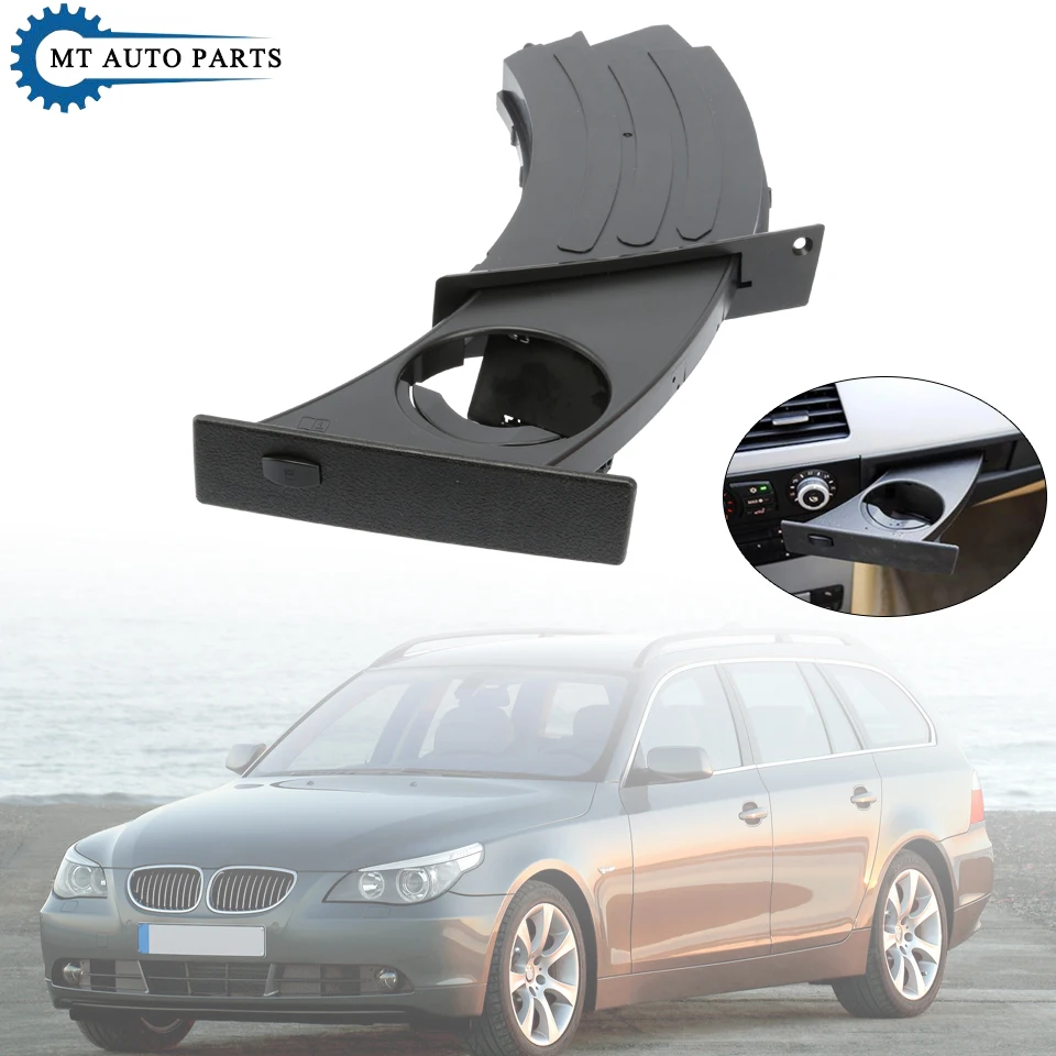 MTAP Car Front Driver Retractable Cup Holder Black Drink Rack For BMW 520 523 525 528 530 535 540 550 M5 E60 E61 2004-2010