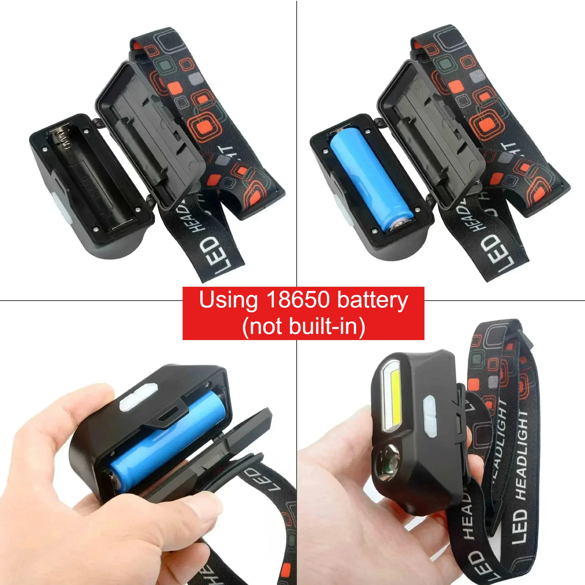 Super Bright LED+COB Headlamp,800LM USB Rechargeable Head Light,6 Modes Waterproof Head Torch for Work & Outdoor, Christmas Gift