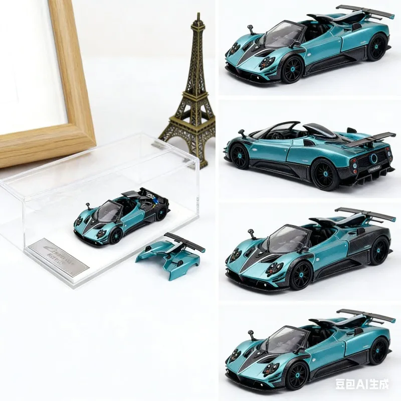 

Rhino Model&Decode 1/64 Pagani Zonda Kunlun Carbon Fiber Blue Alloy Die Casting Car Model Birthday Gift