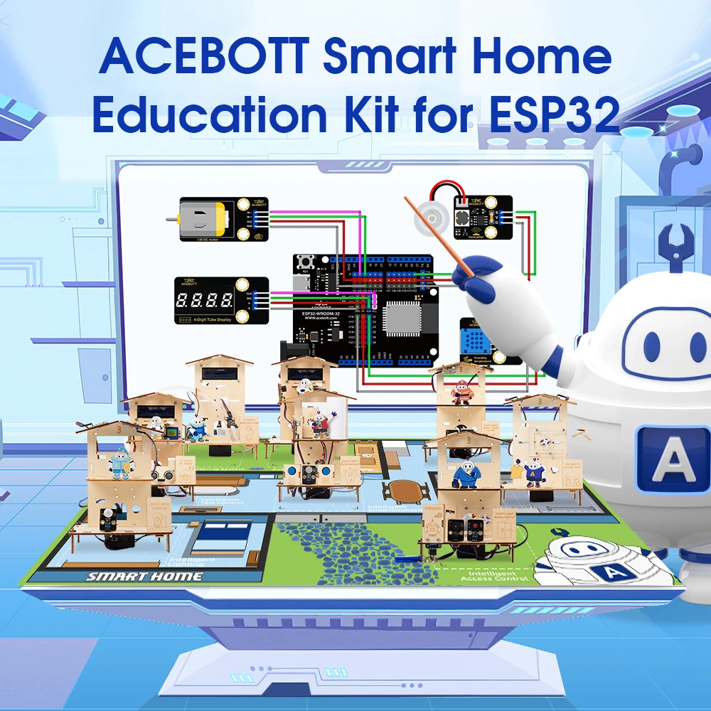 ACEBOTT STEM School Smart Home Kit Serie de soluciones educativas con recurso de enseñanza para Arduino Uno R3 ESP32