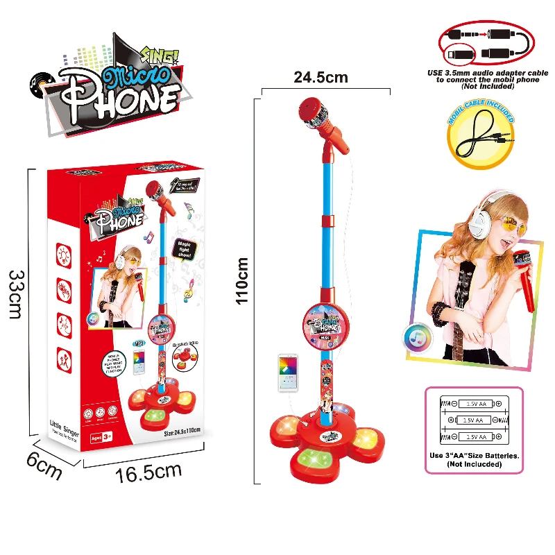 Kinder Karaoke Song Mikrofon mit Stand musikalische Lernspiel zeug Geschenk für Kinder Simulation interaktives Instrument mit Licht