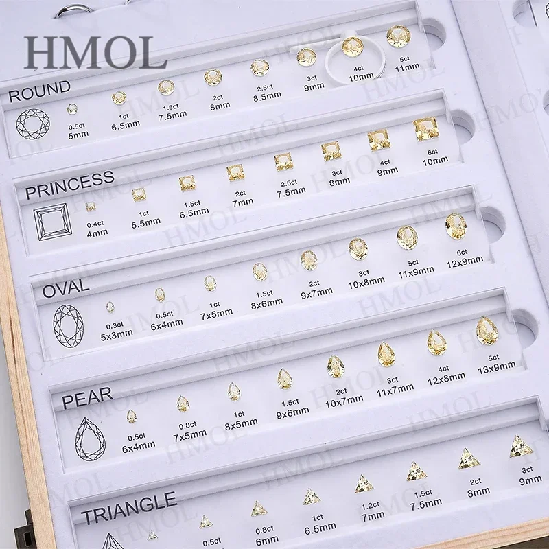 Customize Comparison Chart Set Reference Free LOGO Custom Fancy Shapes Diamond Carat CZ Gemstone Three Color Measurement Tools