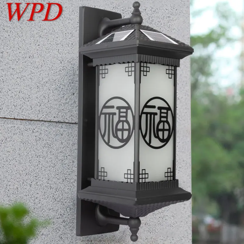 

WPD Outdoor Solar Wall Lamp Creativity Black Sconce Lights LED Waterproof IP65 for Home Villa Balcony Courtyard