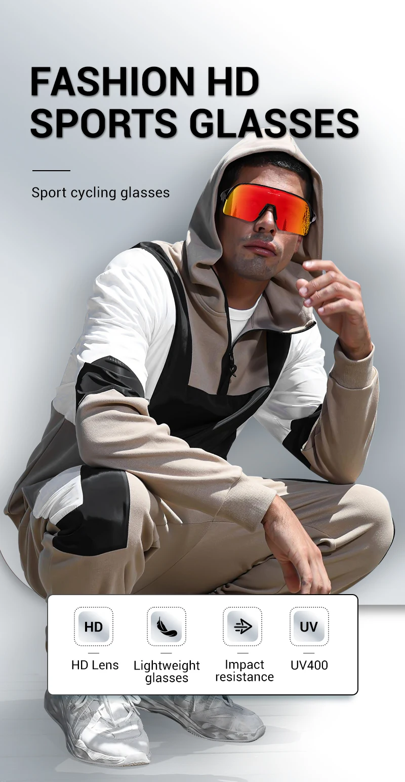 Kapvoe Sonnenbrille für Herren, Fahrradbrille, Fahren, Fahrradbrille, Radfahren, Damen, Straße, Mountainbike, Outdoor, Sportbrille, UV400 – Detail 1