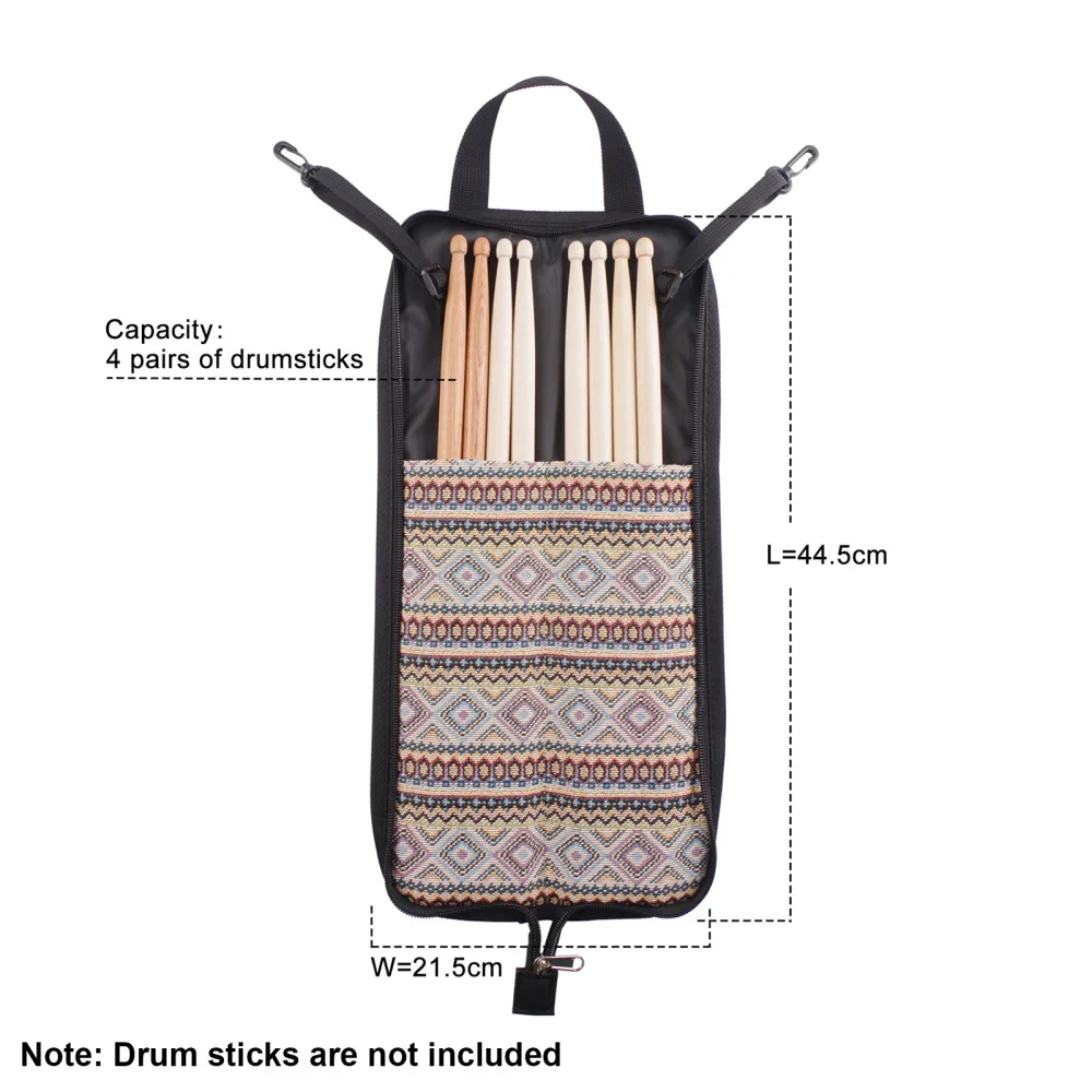 Drum Stick Bag Drumsticks Mallet Case Oxford Fabric with Hooks Wear-resistant Portable Drum Stick Holder Percussion Accessories