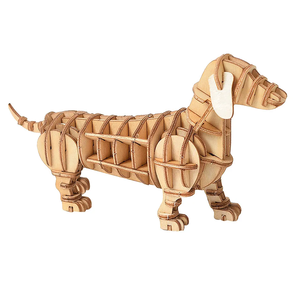 

1Pcs 3D Puzzle Handmade Assembly Educational Wooden Dog Kit for Kids Creative Logical Skill Development Home Decoration