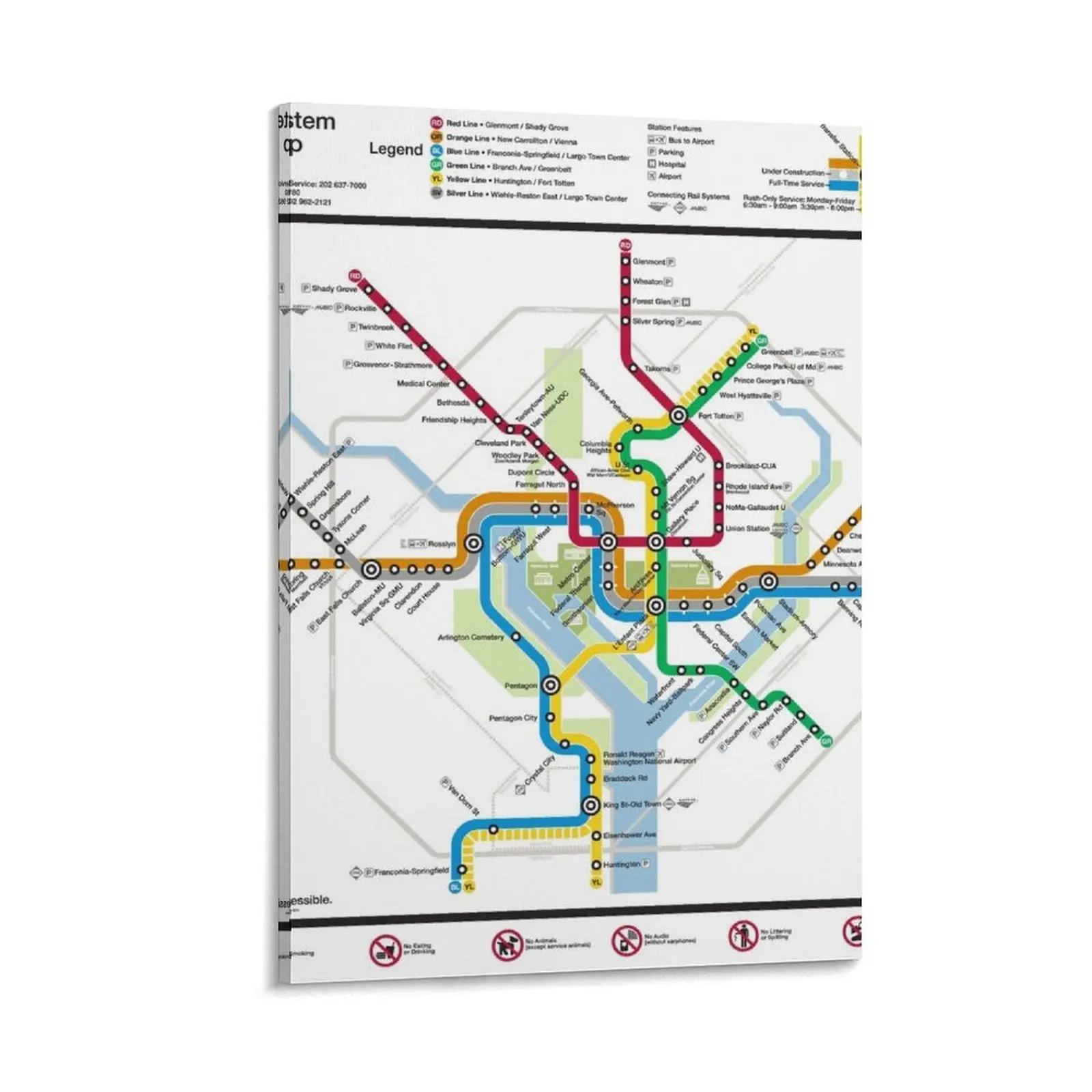 

WMATA Metro Map Canvas Painting posters anime nordic home decor anime poster poster aesthetic