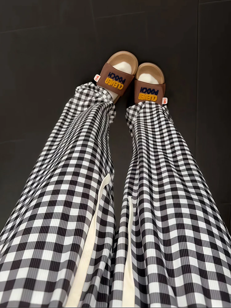 

Bla White id Ice Silk Wide Leg Straight Cut Thin Summer Casual Pants Men Women Walking Pants Sun Protection Pants