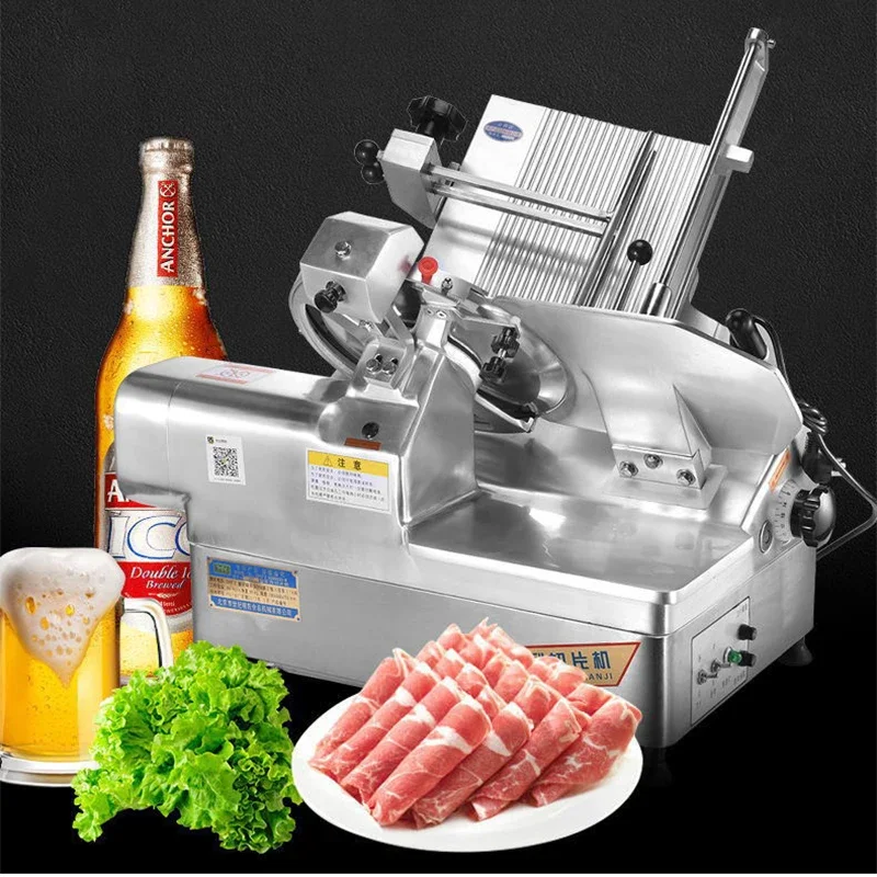 

13 Inch Commercial Automatic Frozen Meat Slicer Industrial Aluminum Alloy Electric Bacon Slicing Cutting Machine