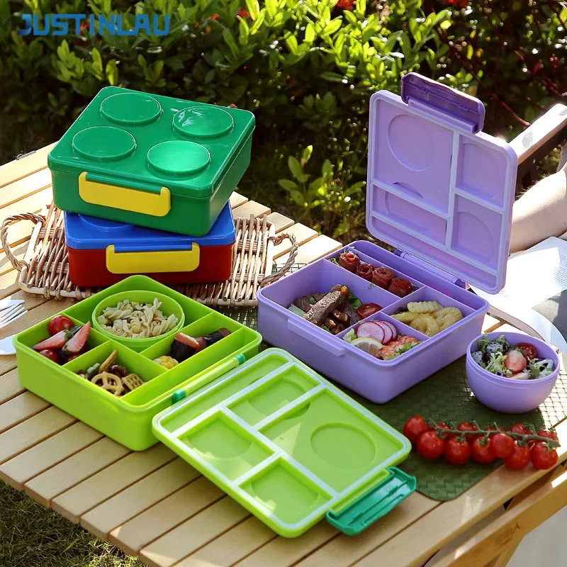 JUSTINLAU Kreative Bausteine-Lunchbox Picknick-Salatbox Mikrowellengeeignet Schüler Schule Büro Lebensmittelbehälter