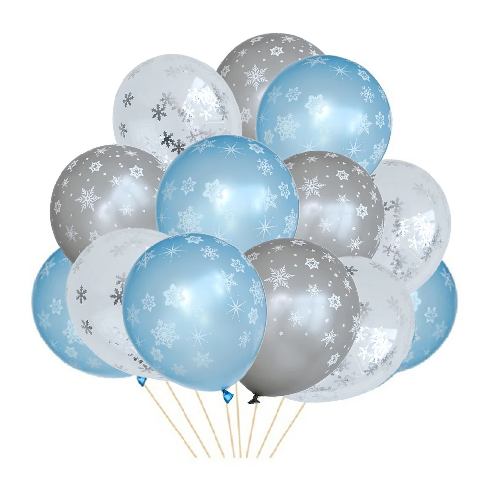 10/15/20 stücke Blau Silber Transparent Schneeflocke Latex Ballons Eis Schnee Prinzessin Party Mädchen Geburtstag Party Decor Winter luft Globos – Detail 6