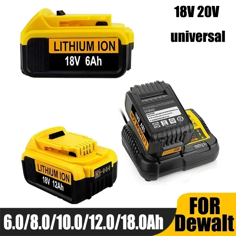 For Dewalt 20V  6.0Ah Replacement Battery For Dewalt DCB200 Rechargeable  DCB206 DCB207 DCB204 Power Tool Battery