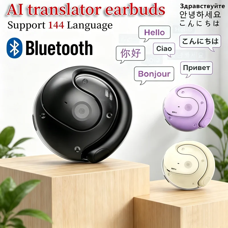 Écouteurs de traduction en temps réel BY01 avec suppression du bruit BT, interprétation simultanée 144 langues, écouteurs intra-auriculaires