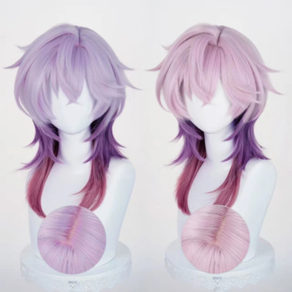 

Du Lin Roleplay Wig Ombre Two-Tone Natural-Looking Wig Rose-Patterned Mesh Scalp Top Synthetic Fiber Wig