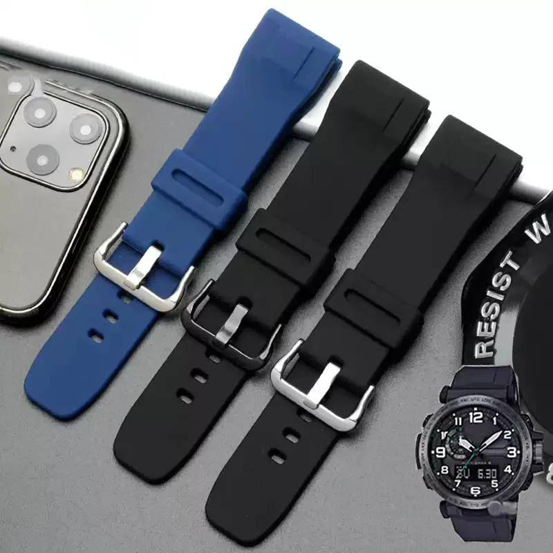 

Rubber watchband for Casio PRG-650 PRW-6600 PRG600 PROTREK mountaineering series watches bracelet black blue 24mm