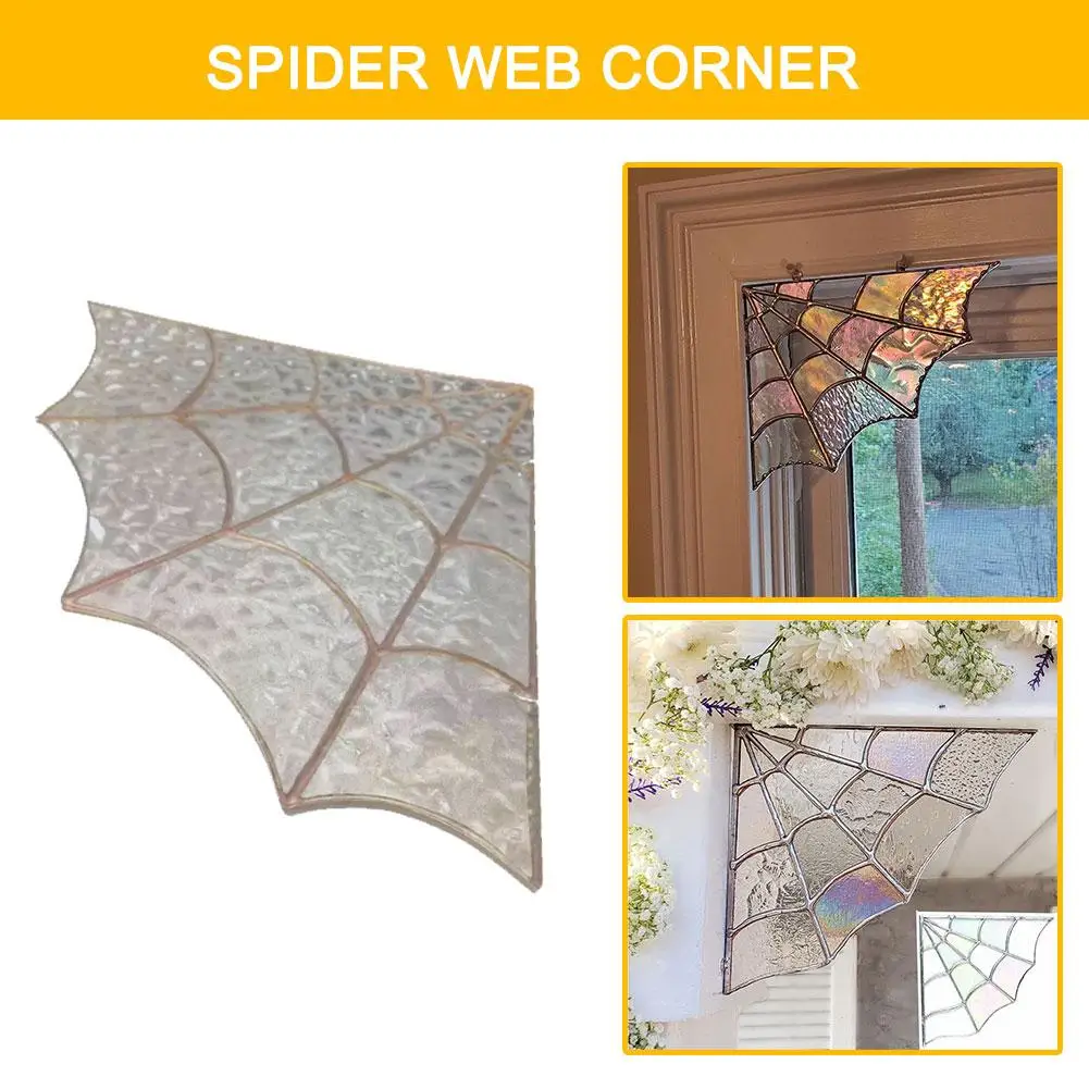 Dekorasi pintu sudut jaring laba-laba kreatif, liontin jendela sudut Web Halloween dekorasi rumah laba-laba dekorasi ruang karya seni