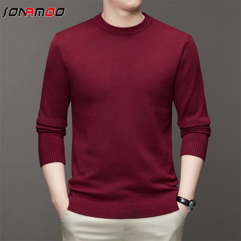 7 Colour Men\'s Round Neck Long Sleeved Solid Color Sweater Soft Warm and Comfortable Top with a Base