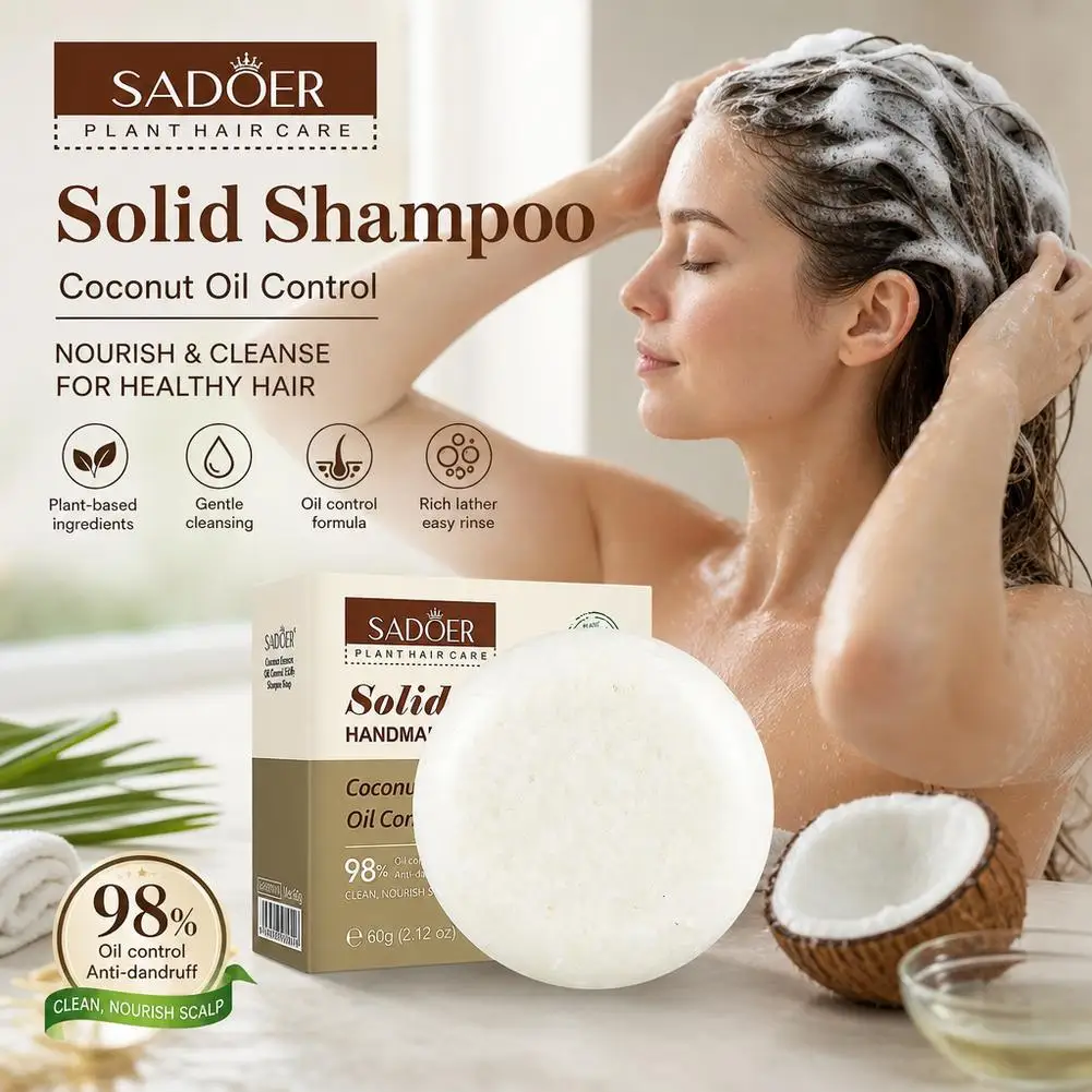 Natural Coconut Shampoo Bar for Hair Growth Deep Cleansing Oil Control Anti-Dandruff Solid Shampoo Soap 60g Hair Care view 5