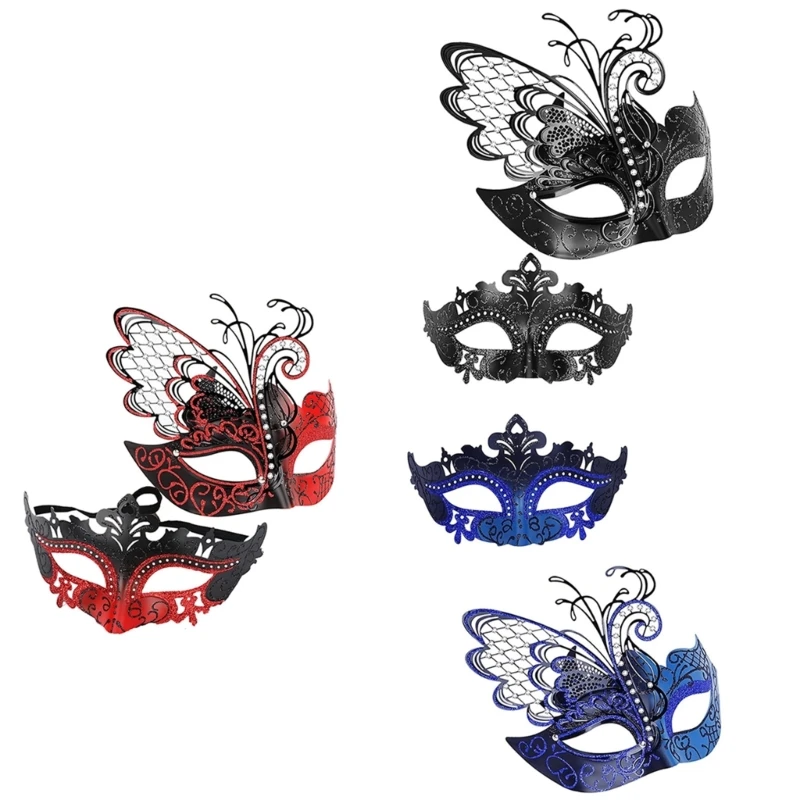 

2Pcs Men Women Masquerade Mask Butterfly Eyemask, Masquerade Half Face Cover Halloween Costume Decoration for Women Men