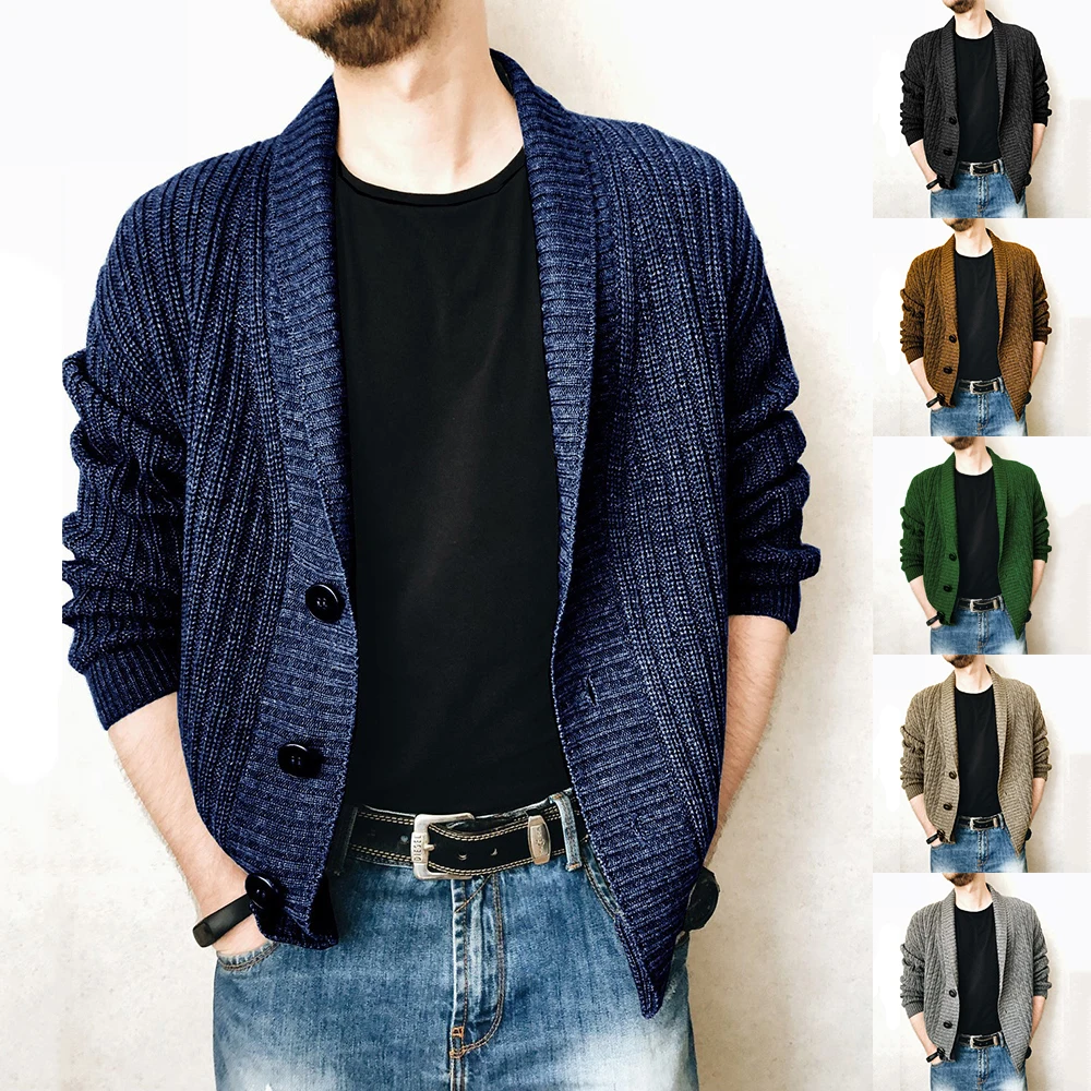 

2024 New Autumn And Winter Men's Long-sleeved Cardigan Single-breasted Casual Fashion Sweater Knitted Men's Jacket