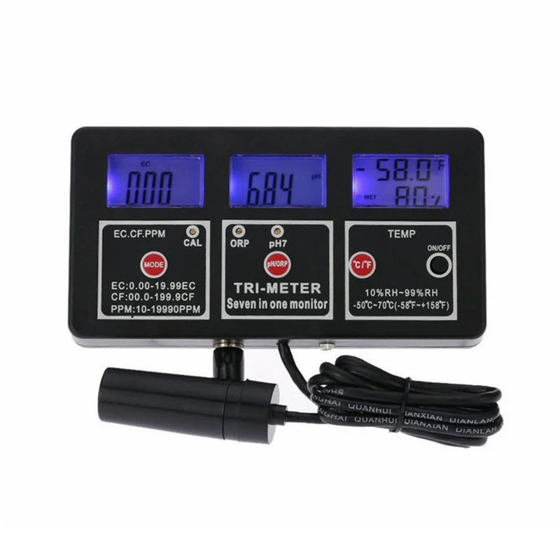 Monitor multifunción ORP TDS EC, prueba de temperatura CF, tanque de Acuario, minería, investigación médica, Ph, calidad del agua, 7 en 1 metros