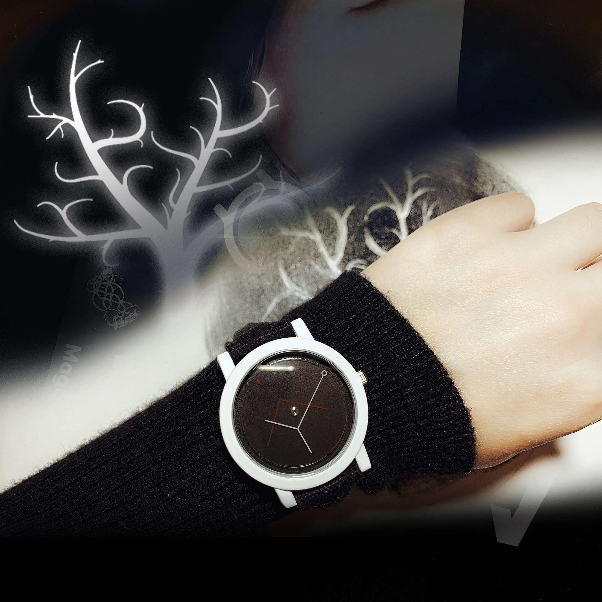 NEW YEAR Enmex creative design neutral wristwatch branch concept brief hit color simple face nature fashion quartz lady watches