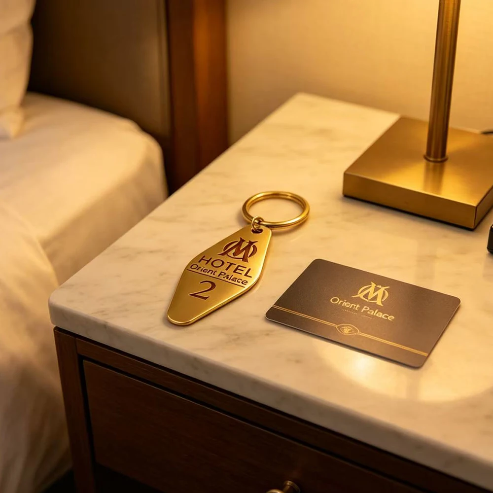 

Custom Engraved Hotel Keychain, Gold/Black/Steel 3 Colors, Retro Vintage Style Stainless Steel Room Number Keyring