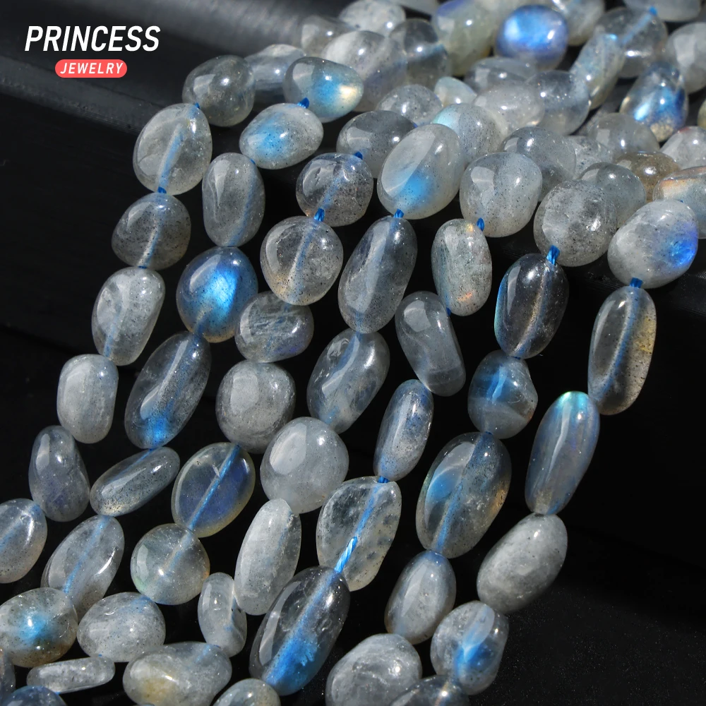 A+ Natural 6-7mm Labradorite Pebble Beads Loose Gemstone Beads for Jewelry Making Wholesale DIY Accessories