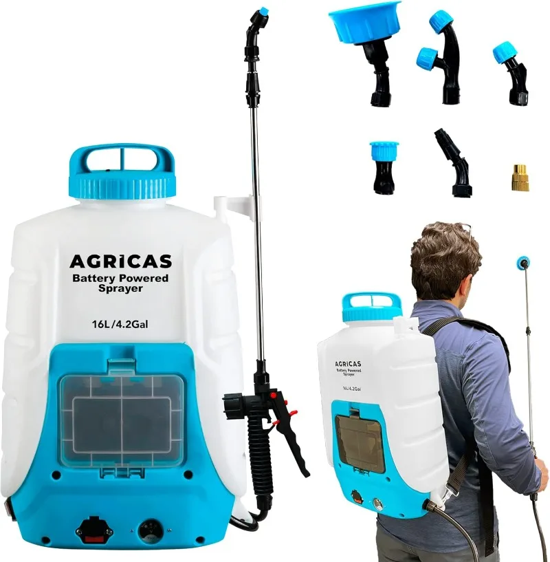 

Battery Powered Backpack Sprayer 4.2 Gallon - Multifunctional Weed Sprayer for Lawn & Garden with Adjustable Nozzles