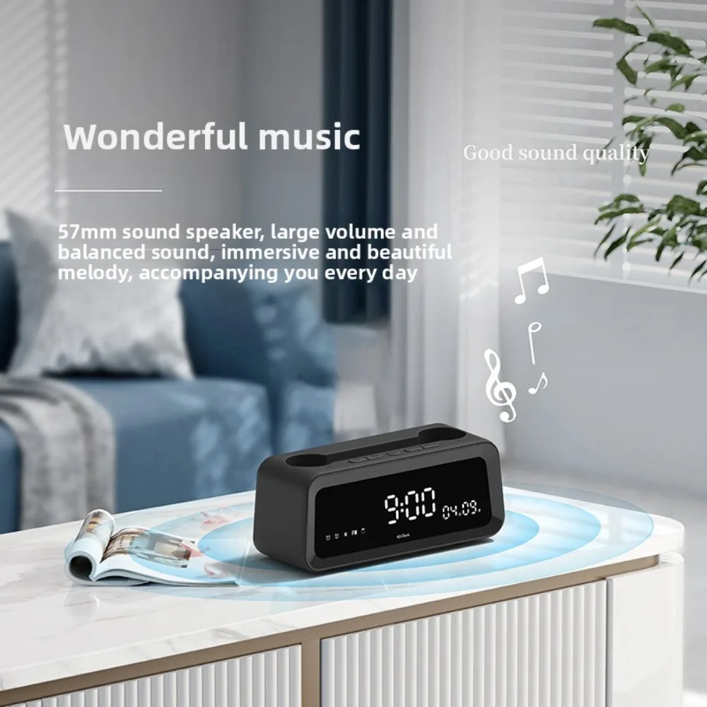 Despertador para dormitorios, reloj digital con altavoz Bluetooth, reloj de escritorio con alarmas duales, repetición, pantalla LED para niñas, adultos.