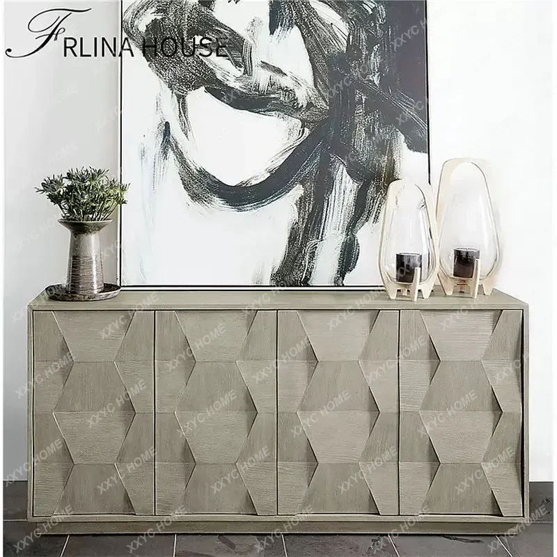 XX Solid Wood Sideboard Storage Cabinet Tea Cabinet Living Room Carved Buffet Console Table Tall TV Stand